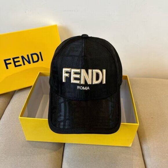 Fendi Casual Baseball Cap - Adjustable Velcro Strap with Signature Logo - Picture 1 of 8